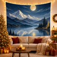 thumbnail image 3 of Moonlit Mountains Reflecting in a Calm Lake Serene Illustration for Nature Lovers, Celestial Home Art Decor Housewarming Gift Tapestry Wall Hanging for Bedroom and Living Room, 3 of 7