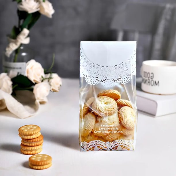 Paquete de 50 bolsas de galletas autosellantes for regalos, golosinas y celebraciones navideñas, ideales for repostería casera y uso comercial