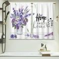 thumbnail image 6 of Purple Lavender Floral Kitchen Curtains Farmhouse Flower Bathroom Curtains Window Treatment Drapes Tier Plant Country Cafe Small Bedroom Short French Door Curtains 2 Panels 27.5x39 Inch, 6 of 6