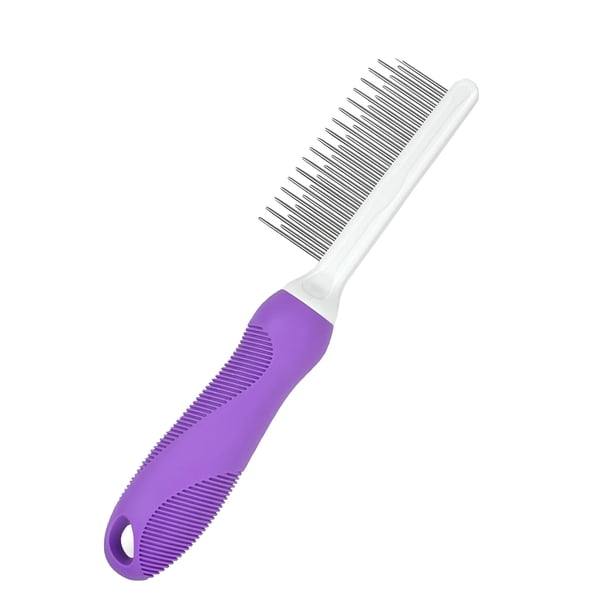 Cheap!Peine para desenredar para mascotas,peine de aseo con dientes largos y cortos de acero inoxidable,elimina los nudos de forma segura,herramienta suave y eficaz para desenredar el pelo