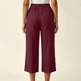 thumbnail image 5 of BUIGTTKLOP Womens Capri Pants High Waisted Lounge Pants Straight Wide Leg Summer Beach Capris, 5 of 8