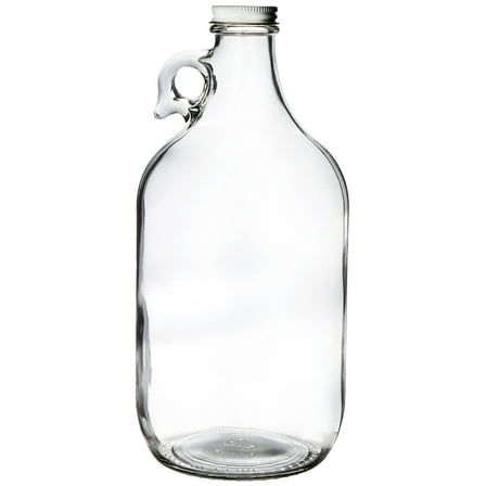 Growler, clear glass half-gallon (64oz) with lid