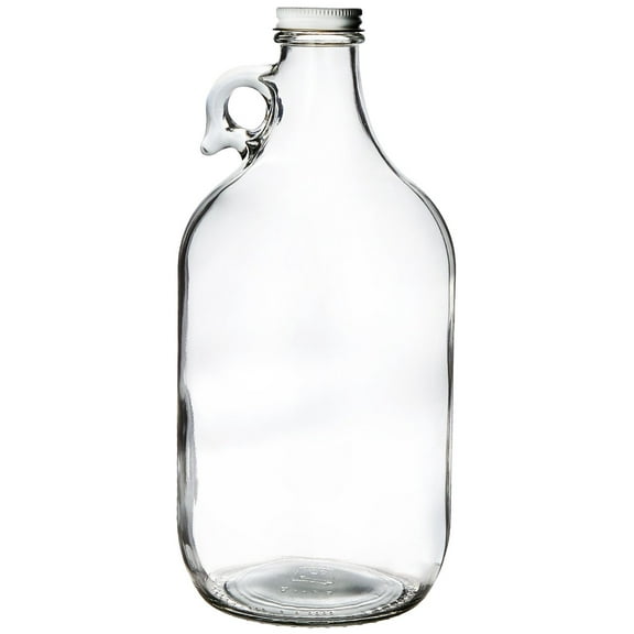 Growler, clear glass half-gallon (64oz) with lid
