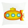 thumbnail image 1 of Yellow Submarine Decor Throw Pillow Cushion Cover, Sea Theme a Submarine on White Background Illustration Print, Decorative Square Accent Pillow Case, 20 X 20 Inches, Orange Yellow, by Ambesonne, 1 of 2