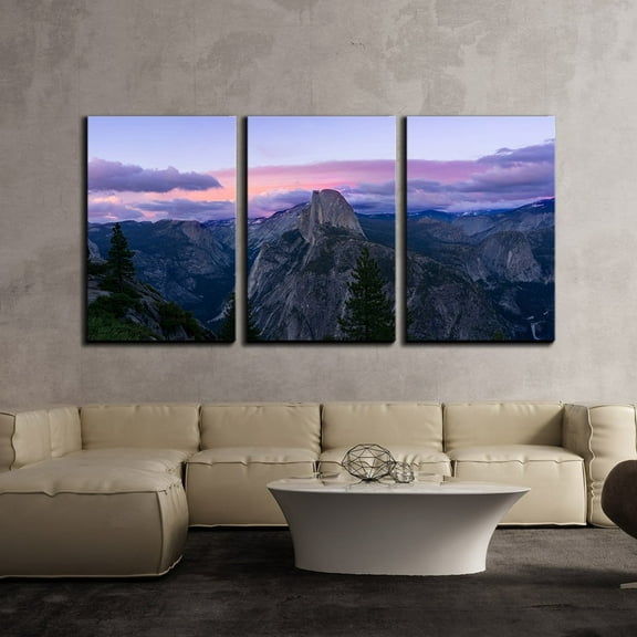 wall26 - 3 Piece Canvas Wall Art - Grand View of Mountains at Sunset - Modern Home Art Stretched and Framed Ready to Hang - 24"x36"x3 Panels
