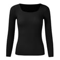 thumbnail image 4 of Black Trendy Cream Womens Sweaters Women Solid Color U Neck Knitted Sweater Bottoming Turtleneck Tops Sweaters for Women, 4 of 5