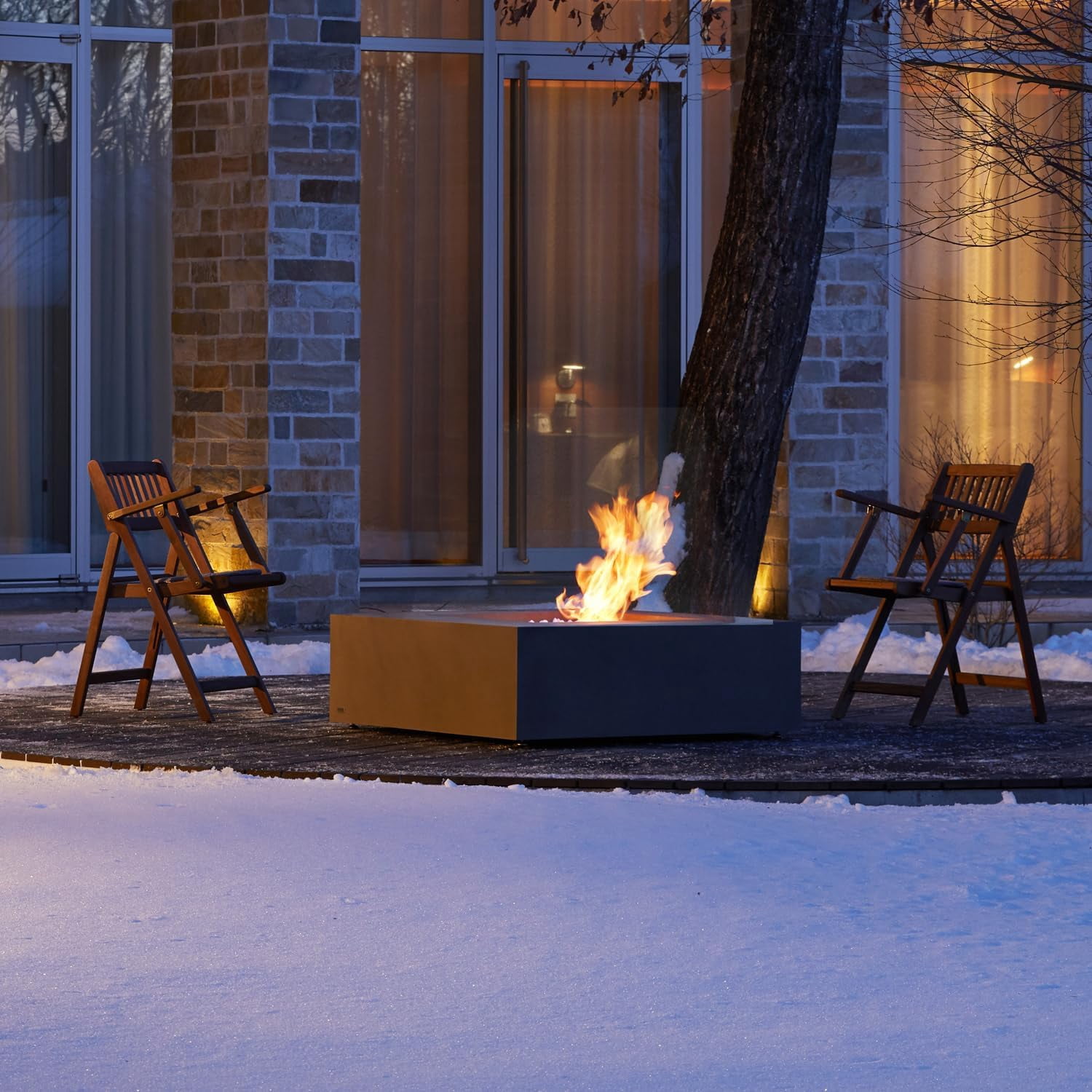Ecosmart | Base 40 Fire Pit Table | Graphite Color | Stainless Steel Gas Burner | Elegant Curved Design with Versatile Wide Lip | Complements Any Decor and Setting