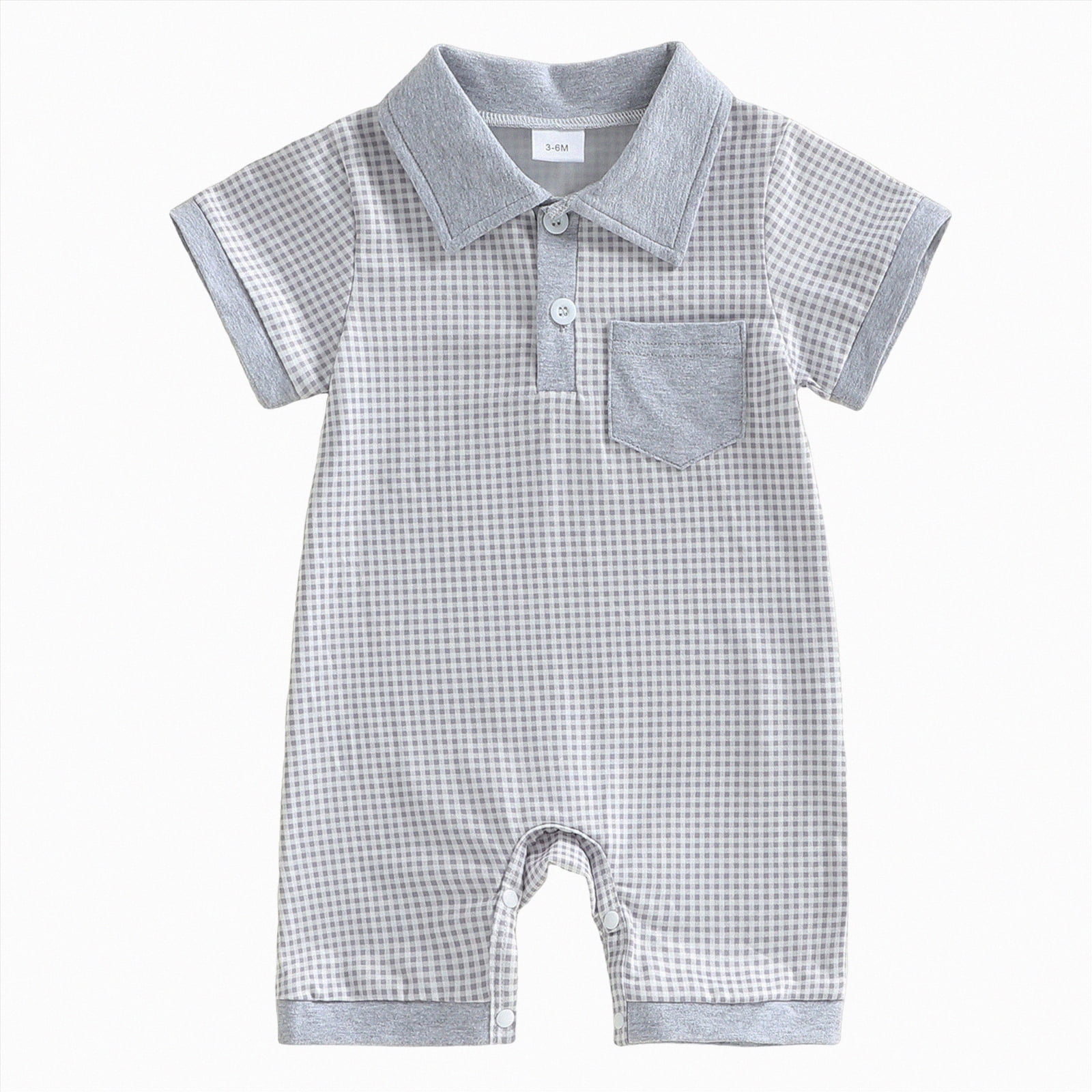 Hessimy Baby Boy Girl Bubble Romper Solid Color Bodysuit Short Sleeve Organic Cotton T-Shirt,Soft(Grey,6-9 Months)