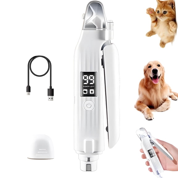 2 in 1 Dog Nail Trimmers & Clippers with LED Lights & Display,Splash Guard,Multiple Grinding Methods, Ultra-Quiet,USB Rechargeable, for Small, Medium, and Large Cats & Dogs