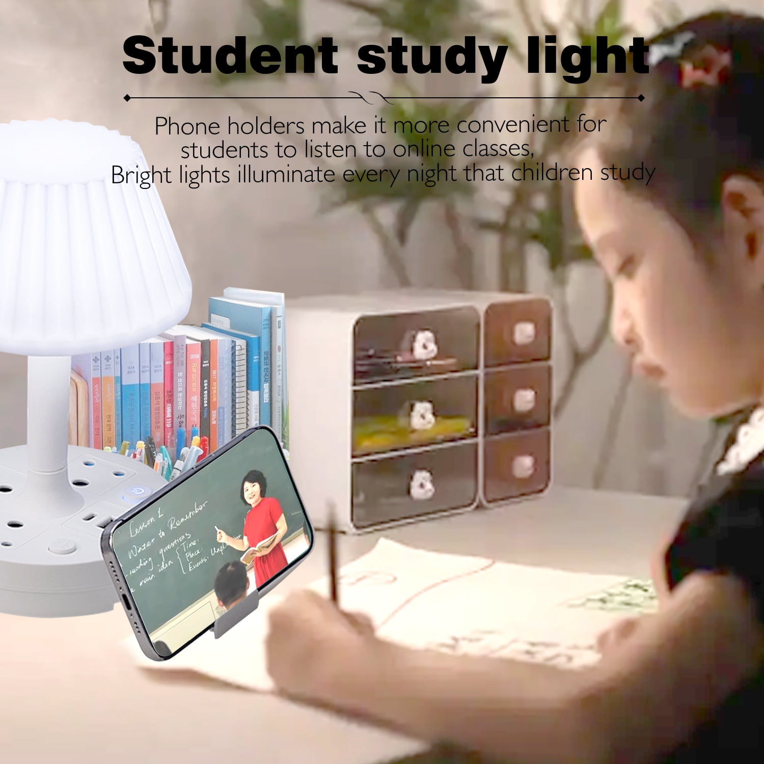 Socket Table Lamp Power Strip， AC Outlets + USB Charging Ports, All-in-one Design Multiple Functions Dimmable Small Reading Desk Lamp , Eye Care LED Nightstand Light for Home Office Dorm Bedside