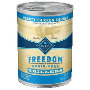 Blue Buffalo Freedom Grillers Grain Free Natural Adult Wet Dog Food, Hearty Chicken 12.5oz cans (Pack of 12)