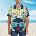 thumbnail image 2 of Kll Men'S Hawaiian Shirt Short Sleeve Button Down Beach Shirts-Black Head Woman With Marijuana Hair, 2 of 7