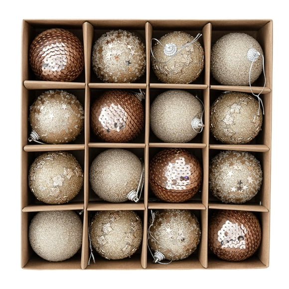 WMQPNNS Ensemble d'Ornements de Noël Fabriqué au Canada 16 Pcs Décorations d'Arbre de Noël avec Champagne Rouge Blanc Argent & Encre P / Kit de Décorations de Vacances Incassable