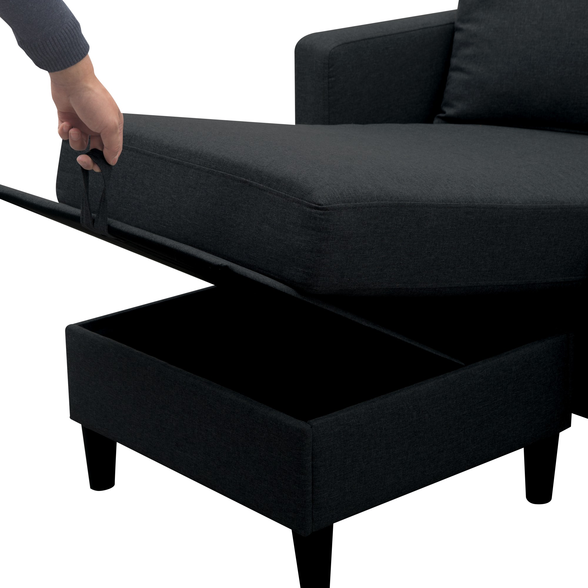 Gewnee 99.2”U-Shaped Modular Modular Combination Sofa with Storage Ottomans,Modern Large-Sized Sofa,Suitable for Living room(Black)