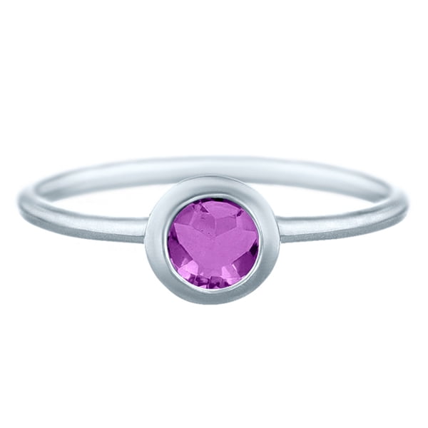 1.86 tcw Brilliant Round Cut Natural Amethyst Bezel Set Ring Solid 14k White Gold by J&H Jewelers