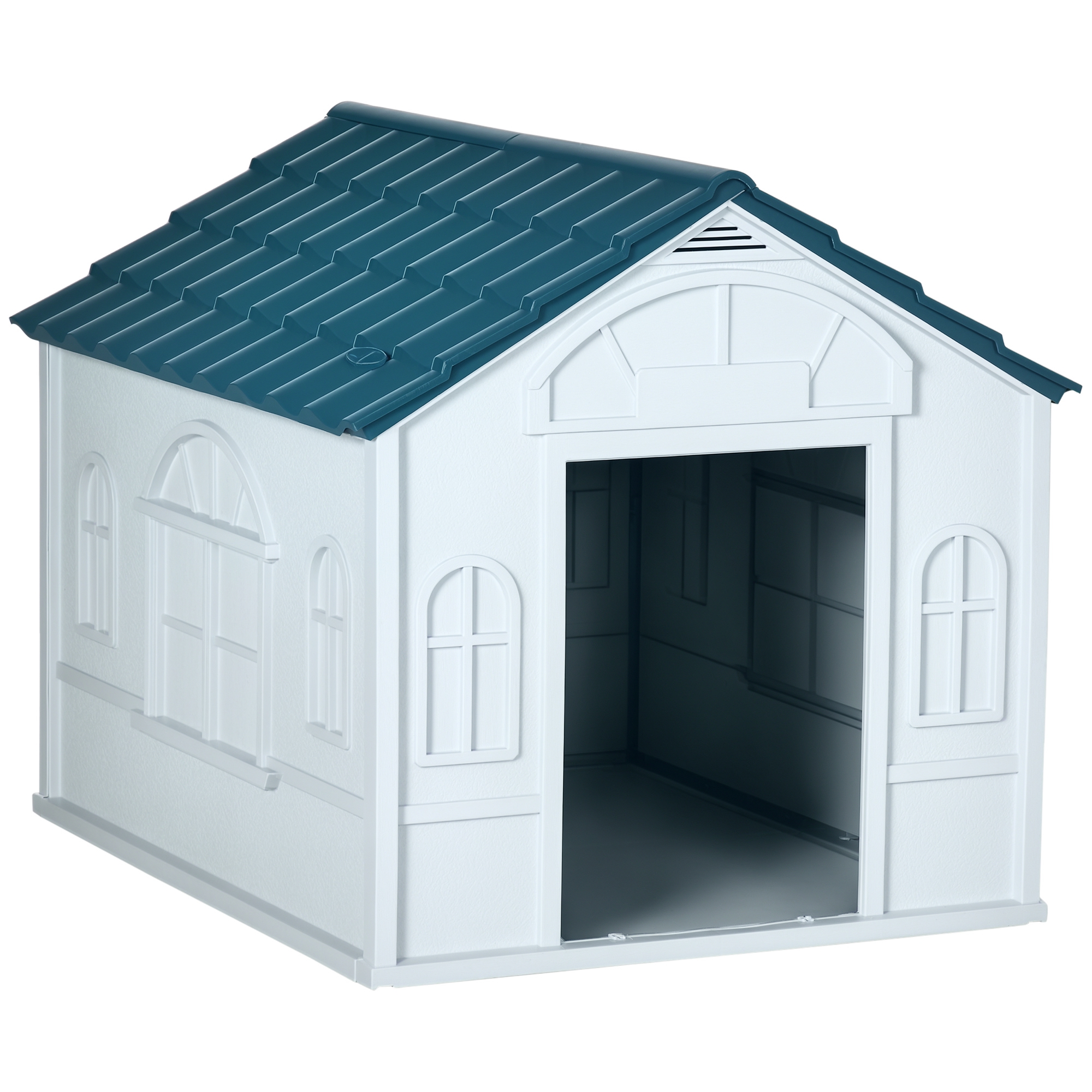 LINJH Water Resistant Plastic Dog House Puppy Shelter for Indoor Outdoor-25.5" x 29.75" x 24.75"-Blue