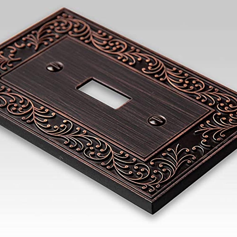 Amerelle Filigree Wallplate – 1 Duplex Outlet, Cast Metal With Aged Bronze Finish – Transitional Style
