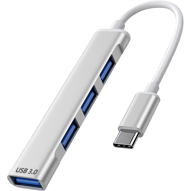 Adaptador multipuerto USB C a USB, divisor USB C de 4 puertos de aluminio para laptop, 3/4 Data USB Hub compatible con Pro/Air, Pro, , Chromebook | Teclado, , HDD