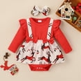 thumbnail image 2 of Karoyedx Rompers for Fall Newborn Baby Girl Christmas Fall Winter Outfits Long Sleeve Romper Overall Dress Infant Skirt Clothes Sets Red Size,12-18 Months, 2 of 6