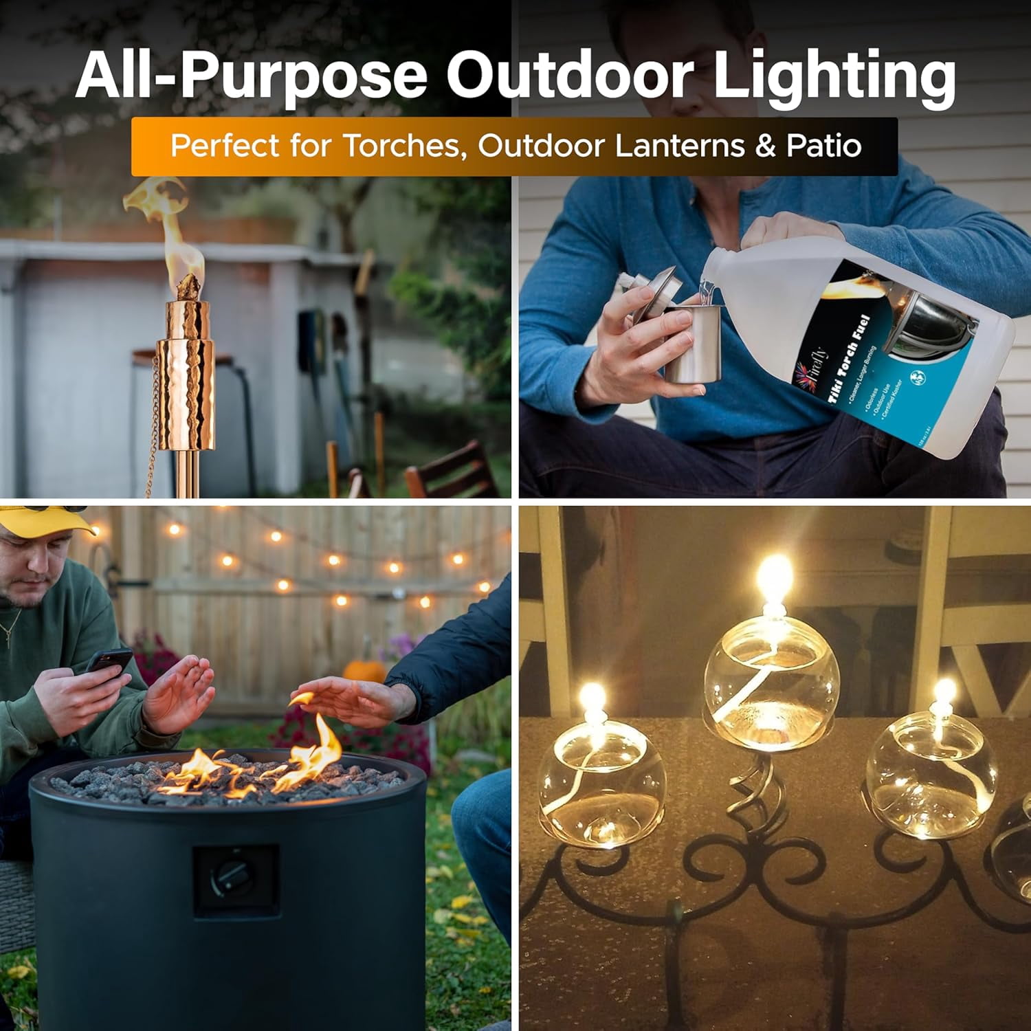 Firefly Fuel Tiki Torch Fuel with Citronella Oil, Eco-Friendly, Long Burn, Less Smoke, 1 Gallon