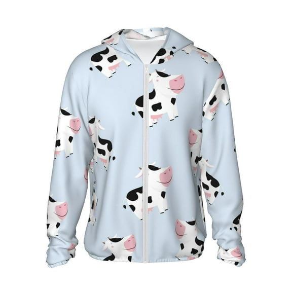 Easygdp Cute Farm Cow Lightweight Long Sleeve Sun Shirt Sports long-Sleeved Sun Protective Clothing, Quick Drying Breathable - Small