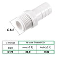 thumbnail image 3 of Uxcell 16mm Barbed x G1/2 Male Tube Fitting Adapter White 2 Pack, 3 of 4