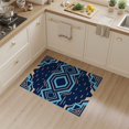 thumbnail image 2 of ODIKA 3'x5' Navy Blue Art Geometric Diamond Washable Area Rug Stepped Border Design With Hexagonal Centerpiece And Corner Accents for Hallway, Laundry Room, Non-Slip, Flatweave, Easy Care, 2 of 7
