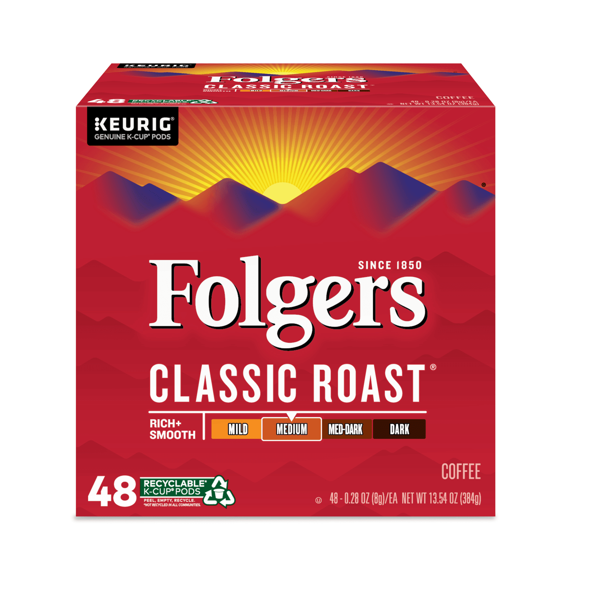 Folgers® Gourmet Selections Classic Roast Coffee K-Cups, 48/Box 5000363378
