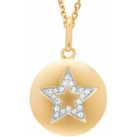 0.1 Carat T.W. Diamond Yellow Gold-Plated Sterling Silver Round Star Disc Pendant