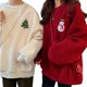thumbnail image 2 of Sudadera con capucha de gran tamaño informal para otoño e invierno, con bordado de muñeco de nieve y árbol de Navidad para mujer, sudadera polar, bolso a juego, 2 of 4