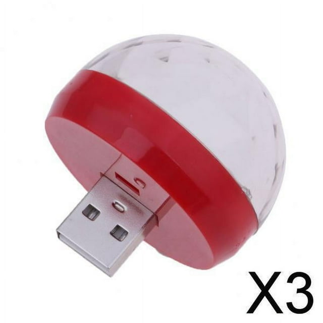 2xUSB Mini Disco Light Ball Portátil Led Party Decor Lámpara DJ Stage Bar Rojo 3 piezas
