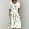 thumbnail image 2 of Ketyyh-chn99 Robes d'Été pour Femmes Grande Taille Robe Maxi Combinaisons Manches à Volants Shorts Robe Mini Beige,2TG, 2 of 5