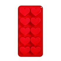 Valentine's Day Heart Stencil, Ongmies Heart Ice Cube 10 Cavity Heart Shaped Silicone for Ice Cubes Candy Soap Red Ice Cube Trays for Drinkings, Red