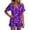 C140 Purple, variant on CONZONE Halloween Pajamas for Women Set Short Sleeve Lace Up Graphic Tops Shorts Pjs 2 Piece Spooky Season Sleepwear