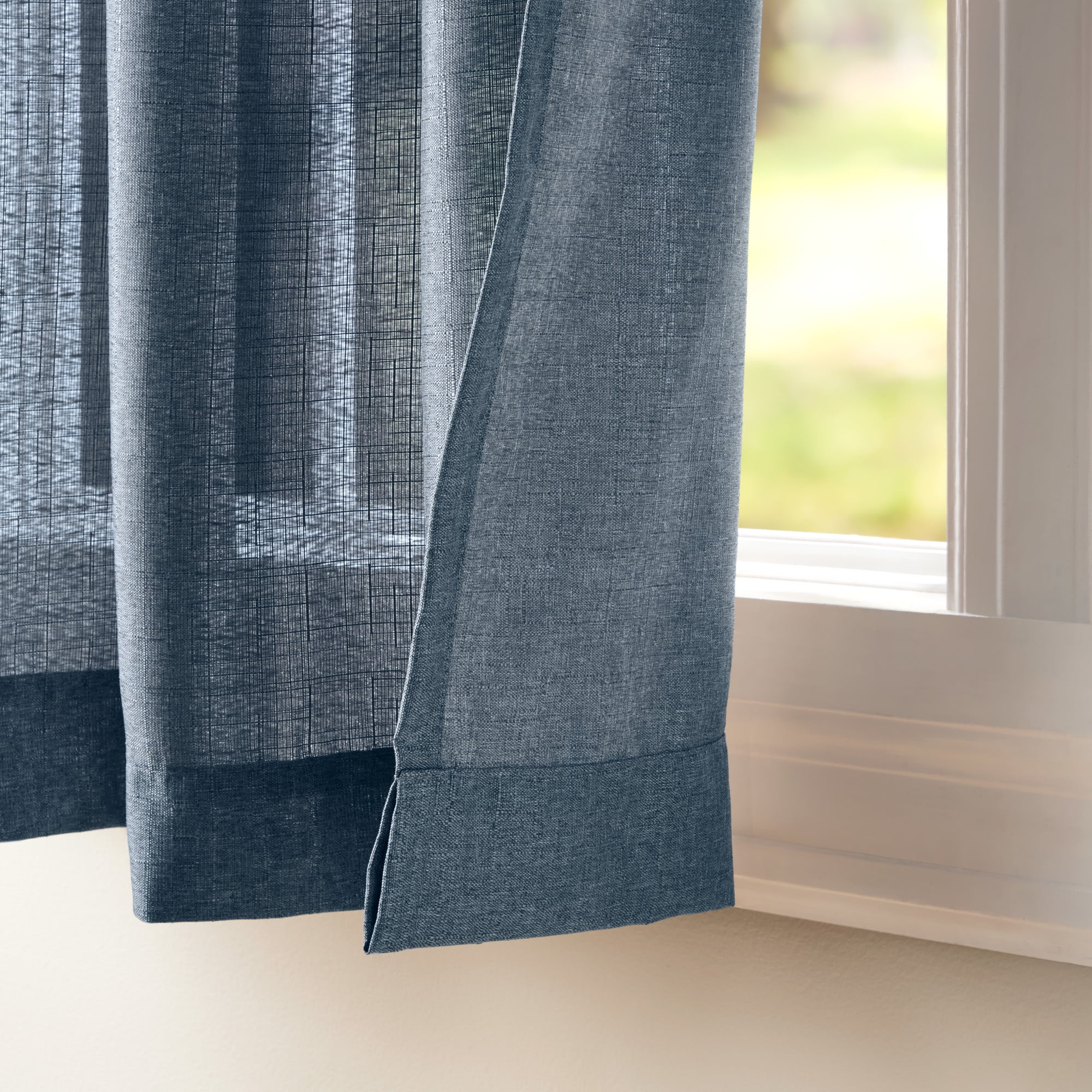 Exclusive Home Curtains Loha Linen Grommet Top Curtain Panel Pair, 54x84, Blue