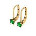 thumbnail image 2 of 0.5 ct Lever-Back Drop Dangle Earrings for Women | 4.0mm Round Cut Simulated Emerald | 18K Yellow Gold, 2 of 5