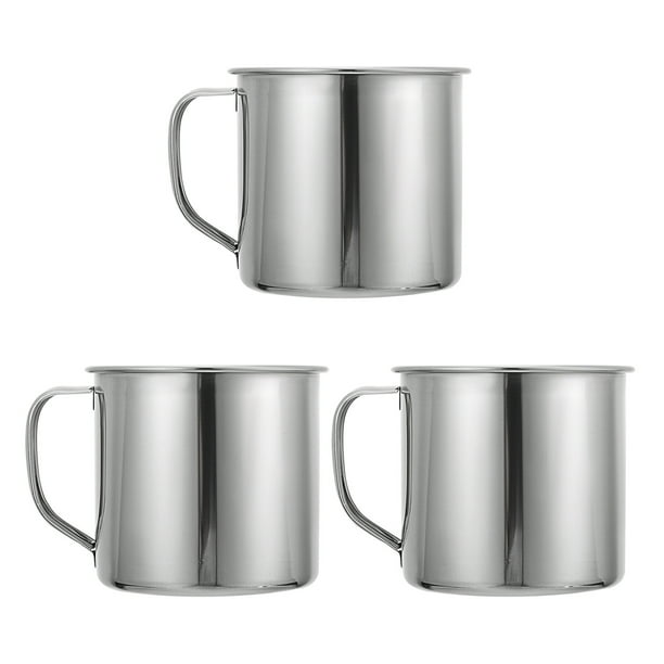 Juego de 3 vasos infantiles de acero inoxidable, prácticos vasos para té con asa.