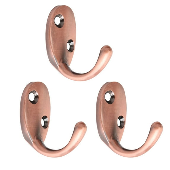 Uxcell Wall Hooks Zinc Alloy Hook Caps Coat Towel Wall DIY Hanger Red Copper 3 Pcs