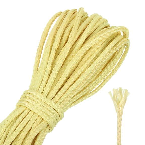 Uxcell 50Ft Braided Paracord Line, 1000lb 2.6mm Diameter Multipurpose Utility Cord Rope Wind Chime String Kite Line Flame Resistant for Camping, Hot Air Balloon, Outdoor Survival, Yellow