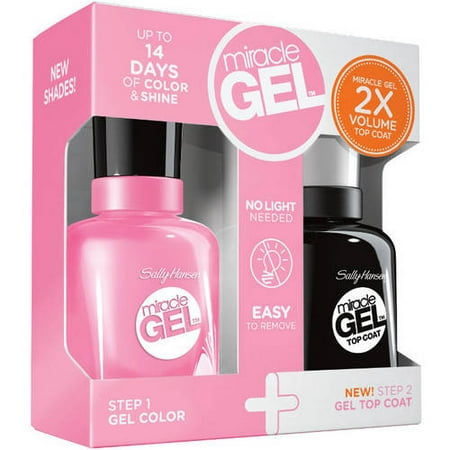Sally Hansen Miracle Gel Nail Polish + Top Coat Duo Pack, Pink (Best Nude Pink Nail Polish)