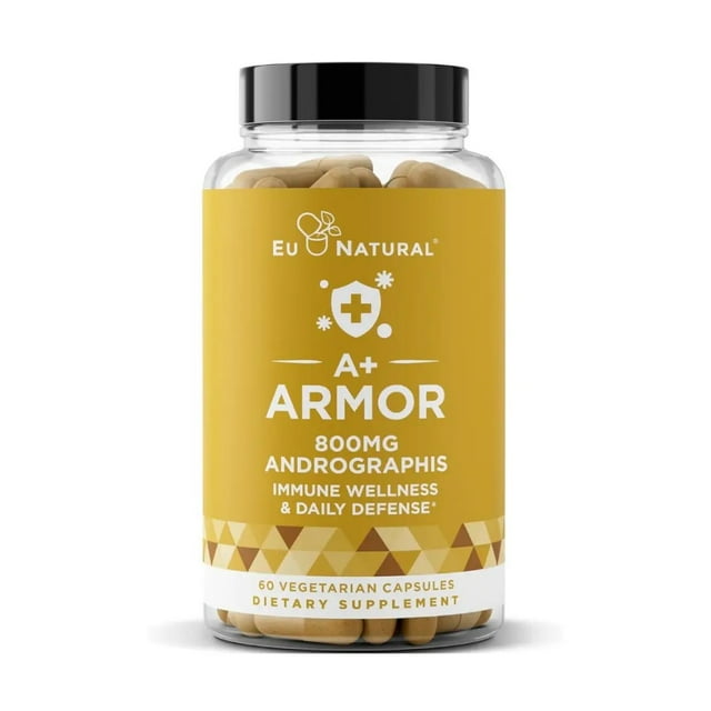 EU Natural A+ Armor Andrographis 800 mg Suplemento de Bienestar Inmune 60 Cápsulas