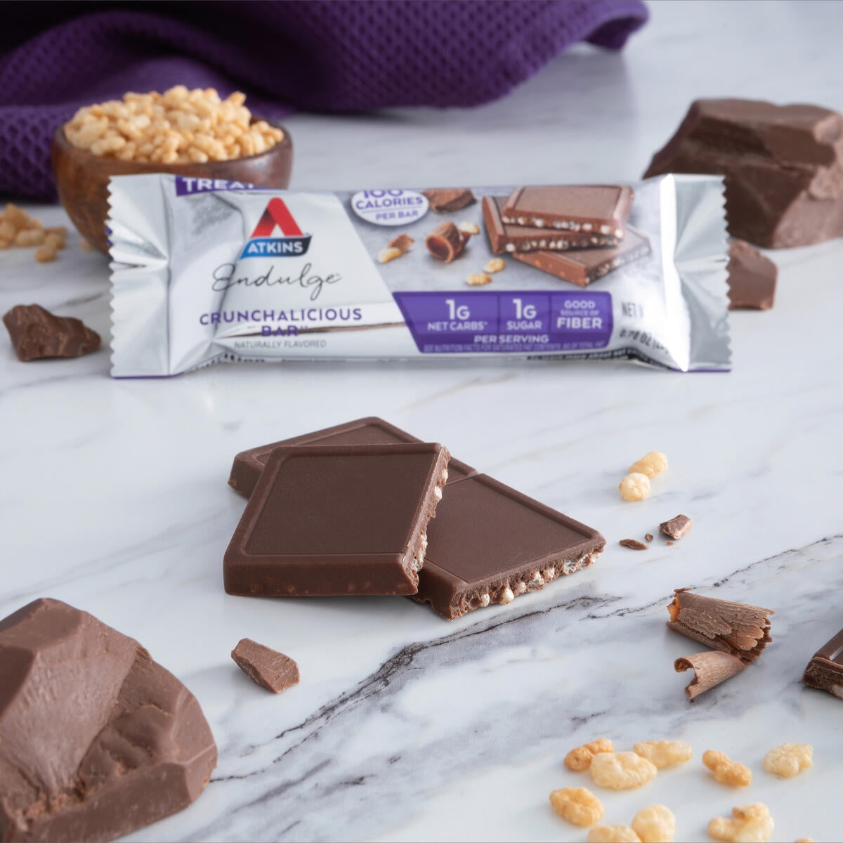 (4 pack) Atkins Endulge Treats, Crunchalicious Bar, Keto Friendly, 5 Count