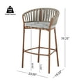 thumbnail image 3 of Christopher Knight Home Bohemian Rattan Outdoor Barstools with Fan-Shaped Backrest, Beige Cushions, Set of 2, 3 of 10