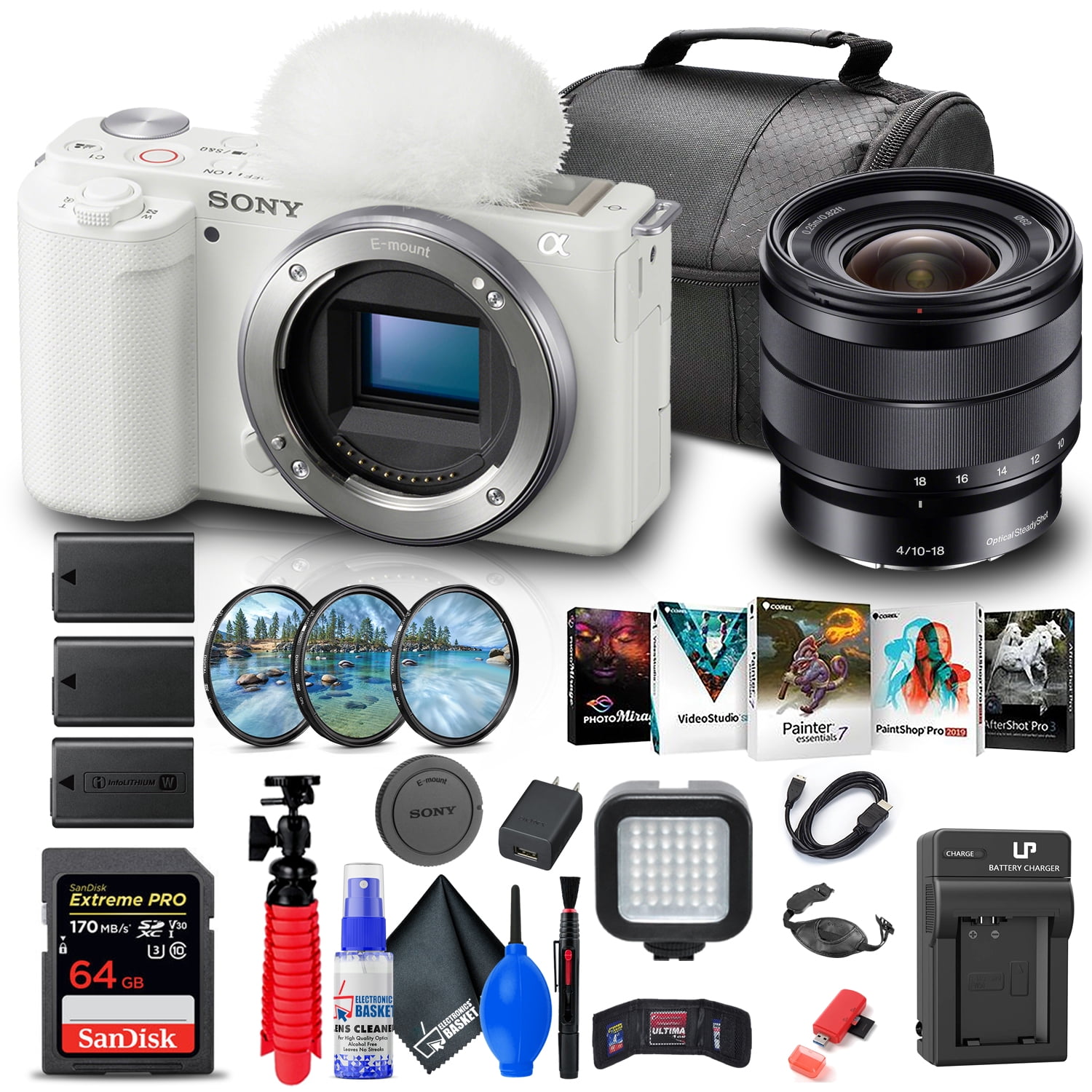 Sony ZVE10 Mirrorless Camera + Sony E 1018mm Lens + 64GB Memory Card