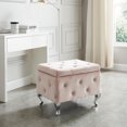thumbnail image 2 of Contemporary Velvet & Metal Storage Ottoman in Blush Pink, 2 of 7