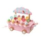 thumbnail image 1 of Carrito de helados de madera para jugar, juego de mostrador de helados, juguetes educativos tempranos de simulación rosa, 1 of 9