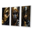 thumbnail image 3 of Designart "Vintage Gold Glamour Gorgeous Boho Chic Woman I" Boho Woman Framed Wall Art Set Of 3 - Black Woman Boho Frame Gallery Wall Set For Home Decor, 3 of 6
