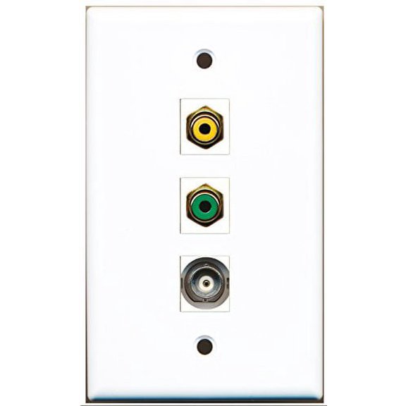 RiteAV - 1 Port RCA Yellow and 1 Port RCA Green and 1 Port BNC Wall Plate