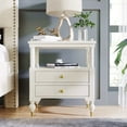 thumbnail image 3 of Royard Oaktree Nightstand Antique Nightstand with Two Drawers & X Design Storage Shelf Wood Bedside Table with Gold Metal Handles Mid-Century Modern End Table for Bedroom Living Room,White, 3 of 5