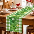 thumbnail image 5 of St. Patrick's Day Table Runner - 48 Inch Long Shamrock Grasses Sage Green Plaid Cotton and Linen Blended Dress Scarves Farmhouse Table Runner for Kitchen Dining, Coffee Table, 13" x 48", 5 of 8